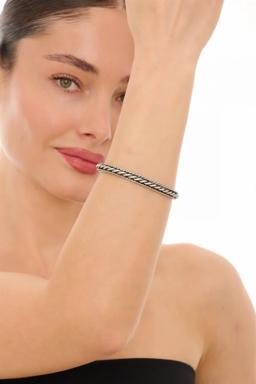 Kiraz Silver Plated Spiral Bracelet