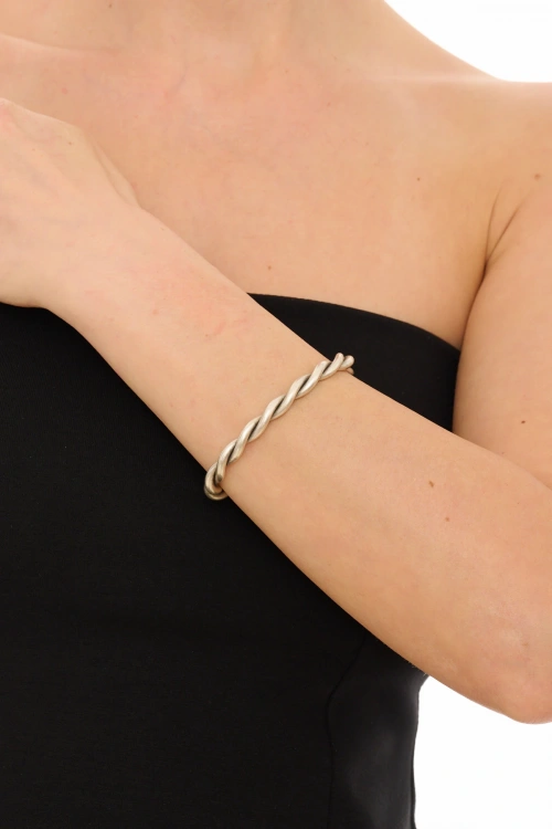Kiraz Silver Plated Spiral Bracelet