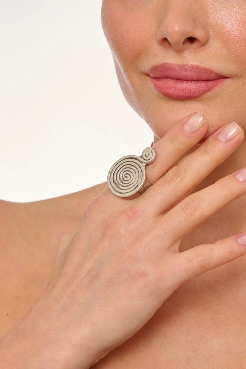 Kiraz Silver Plated Spiral Ring