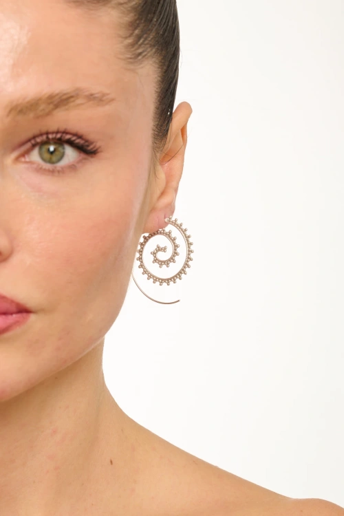 Kiraz Silver Plated Spiral Snake Earring