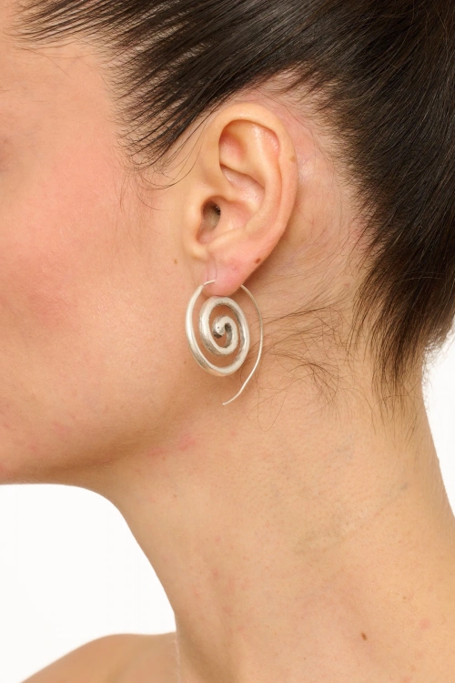 Kiraz Silver Plated Spiral Snake Earring