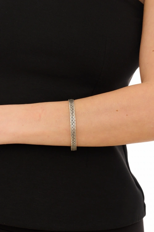 Kiraz Silver Plated Strip Bracelet