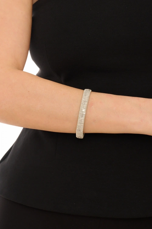 Kiraz Silver Plated Striped Bracelet