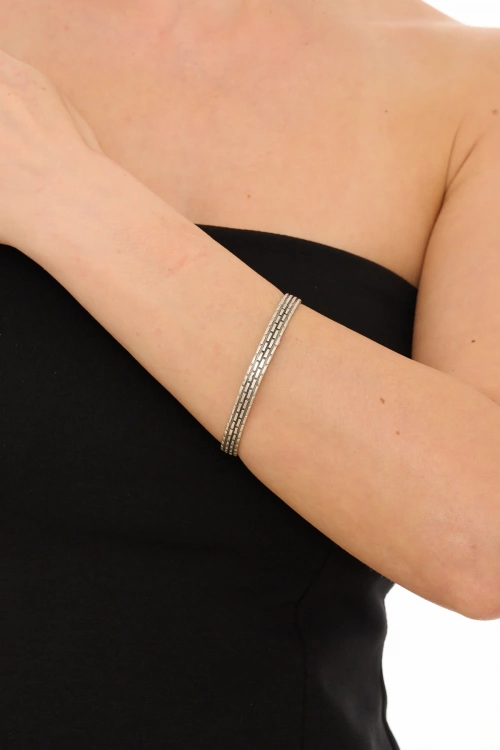 Kiraz Silver Plated Strip Bracelet