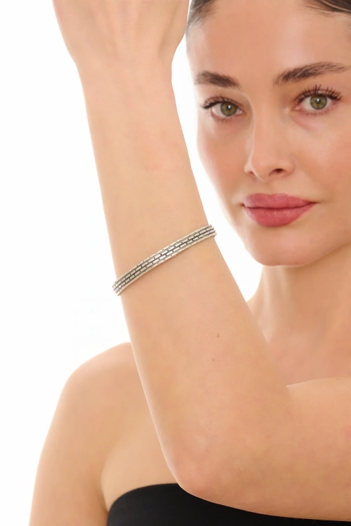 Kiraz Silver Plated Strip Bracelet