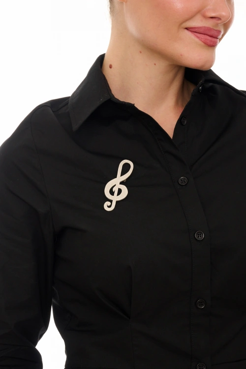 Kiraz Silver Plated Treble Clef Brooch