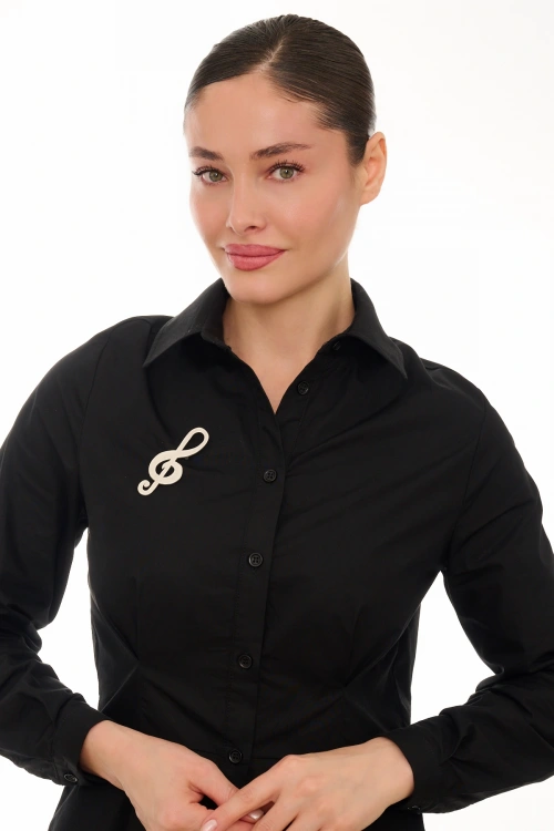 Kiraz Silver Plated Treble Clef Brooch