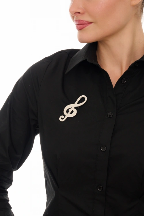 Kiraz Silver Plated Treble Clef Brooch