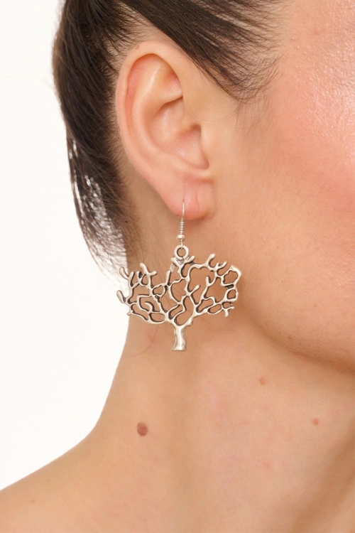 Kiraz Silver Plated Tree Earring