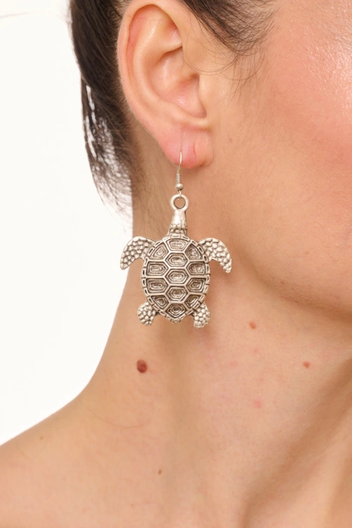 Kiraz Silver Plated Turtle Earring
