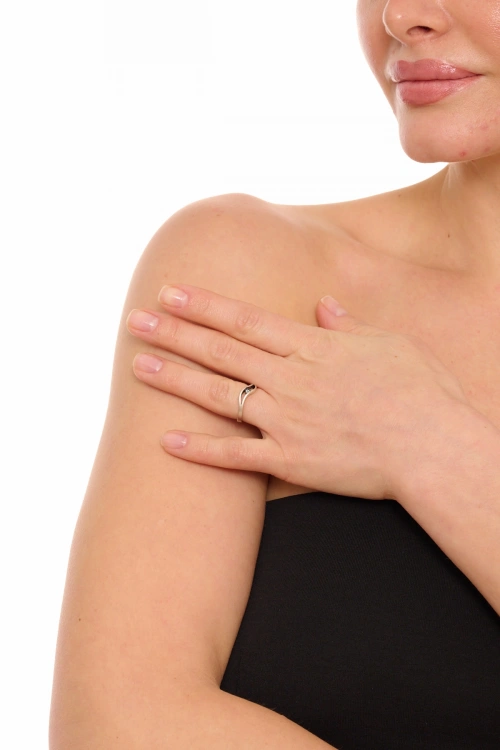 Kiraz Smoked Crystal Stoned Silver Plated Ring