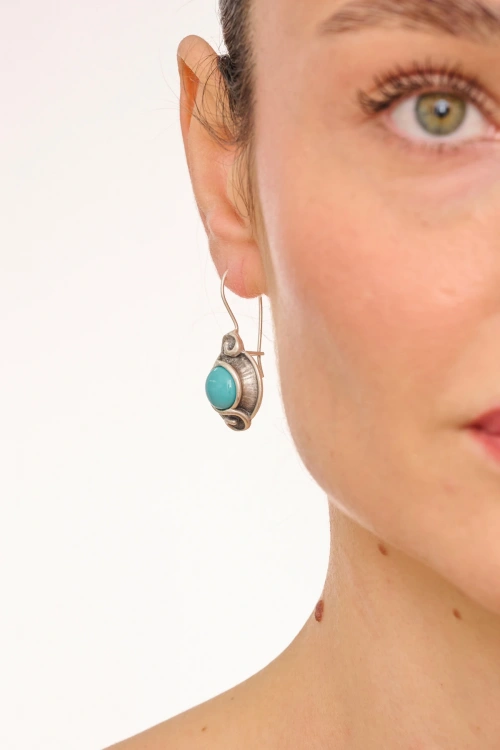 Kiraz Turquoise Stoned Silver Plated Earring