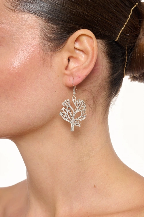 Kiraz Tree Of Life Silver Plated Earring