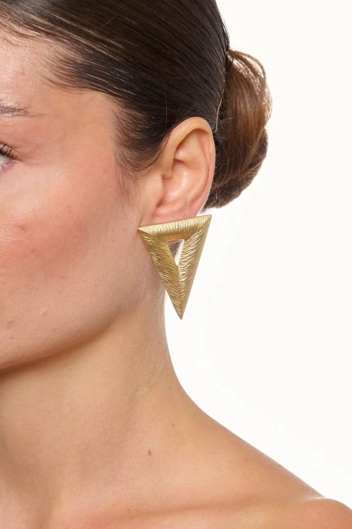 Kiraz Triangle Gold Plated Earring