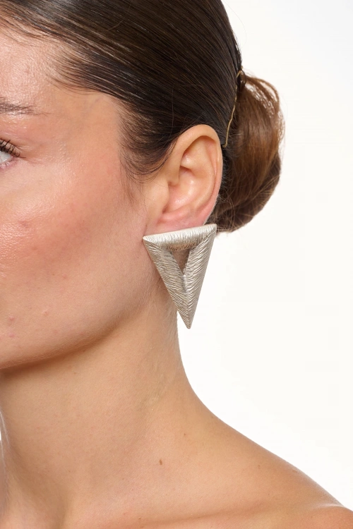 Kiraz Triangle Silver Plated Earring