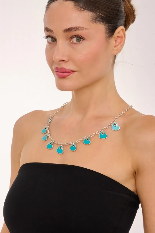 Kiraz Turquoise Enemaled Silver Plated Necklace
