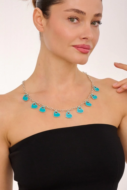 Kiraz Turquoise Enemaled Silver Plated Necklace