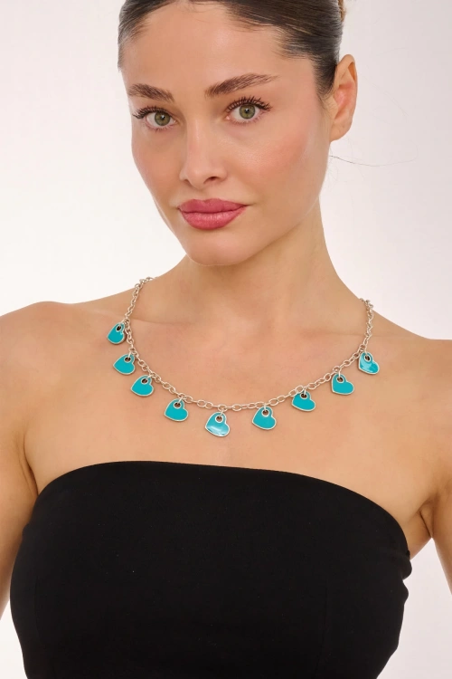 Kiraz Turquoise Enemaled Silver Plated Necklace