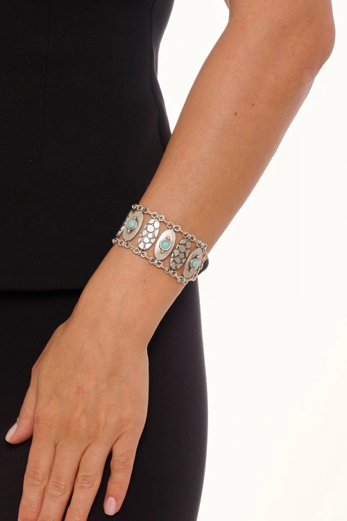 Kiraz Turquoise Stoned Silver Plated Bracelet