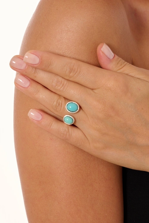 Kiraz Turquoise Stoned Silver Plated Ring