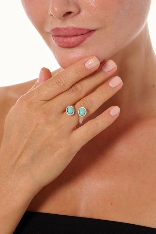Kiraz Turquoise Stoned Silver Plated Ring