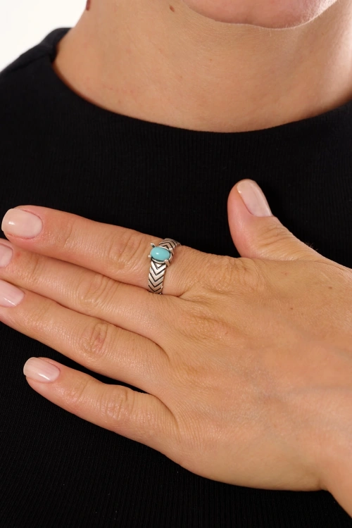 Kiraz Turquoise Stoned Silver Plated Ring