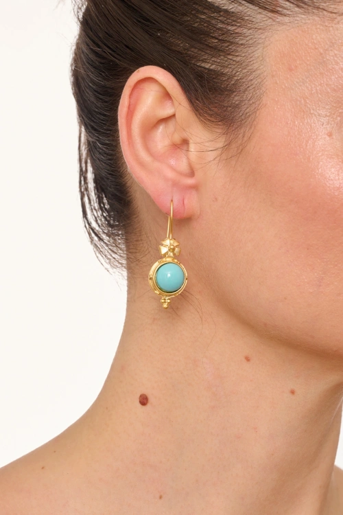 Kiraz Turquoise Stoned Gold Plated Earring