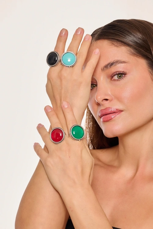 Kiraz Turquoise Stoned Gold Plated Ring