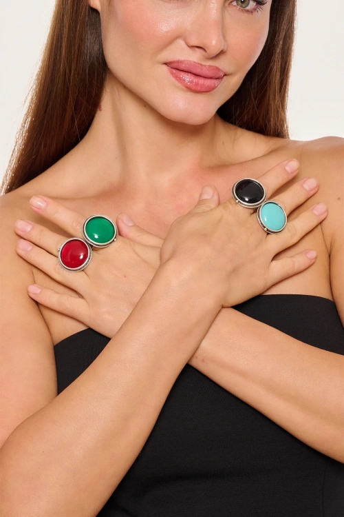 Kiraz Turquoise Stoned Gold Plated Ring