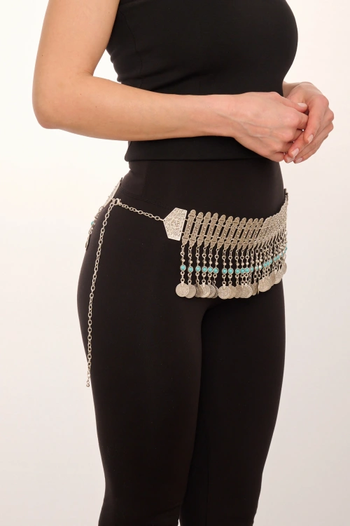 Kiraz Turquoise Stoned Silver Plated Belt
