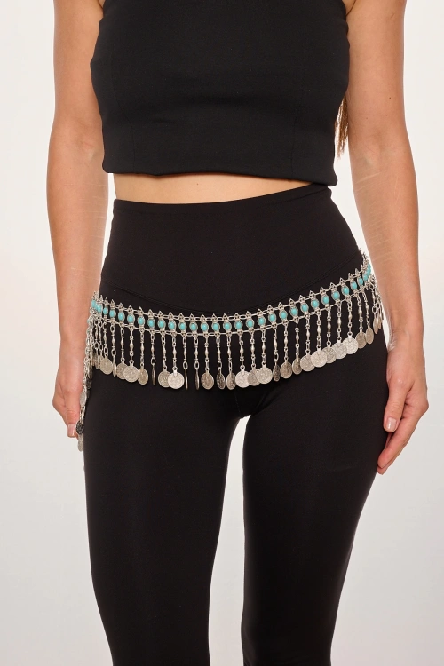 Kiraz Turquoise Stoned Silver Plated Belt