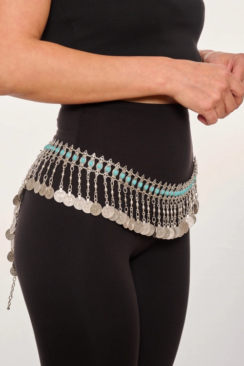 Kiraz Turquoise Stoned Silver Plated Belt