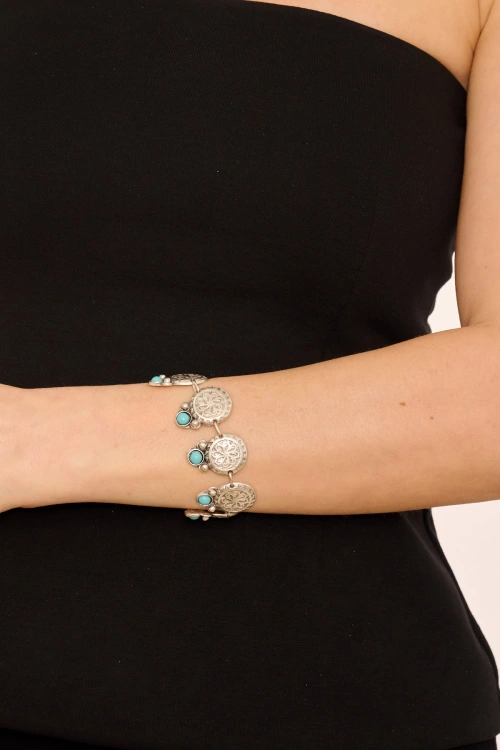 Kiraz Turquoise Stoned Silver Plated Bracelet