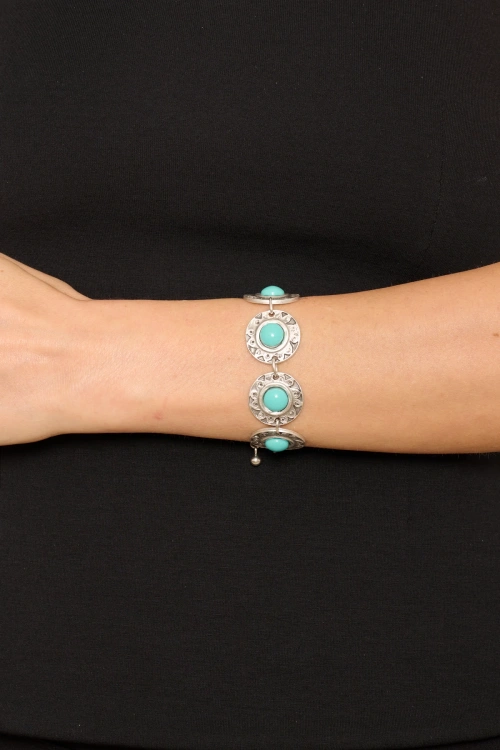 Kiraz Turquoise Stoned Silver Plated Bracelet