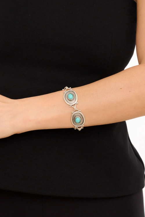 Kiraz Turquoise Stoned Silver Plated Bracelet