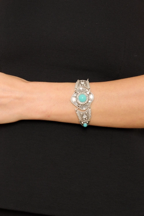 Kiraz Turquoise Stoned Silver Plated Bracelet