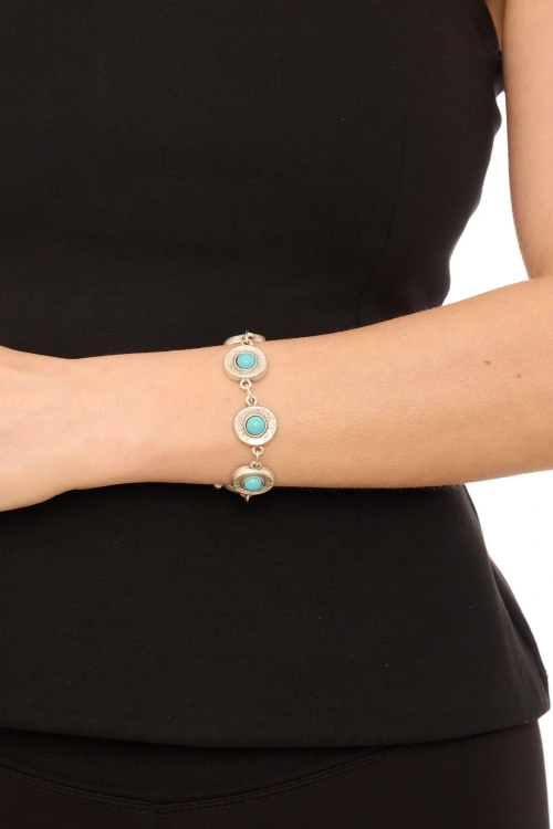 Kiraz Turquoise Stoned Silver Plated Bracelet