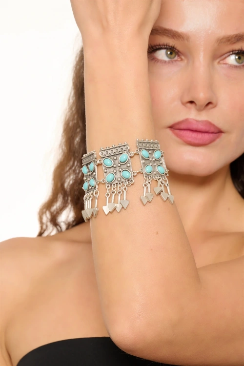 Kiraz Turquoise Stoned Silver Plated Bracelet