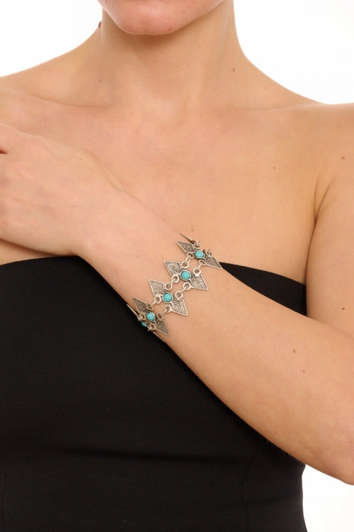 Kiraz Turquoise Stoned Silver Plated Bracelet