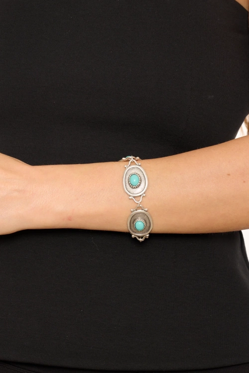 Kiraz Turquoise Stoned Silver Plated Bracelet