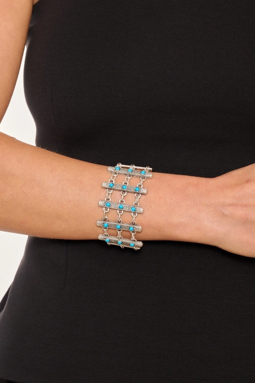 Kiraz Turquoise Stoned Silver Plated Bracelet