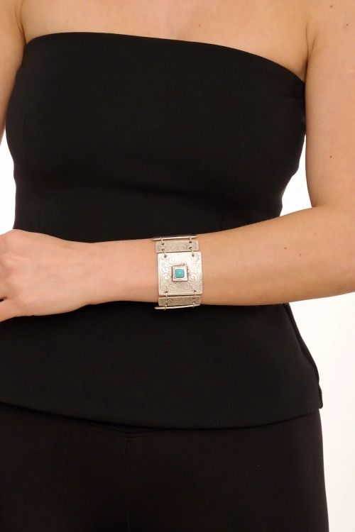 Kiraz Turquoise Stoned Silver Plated Bracelet