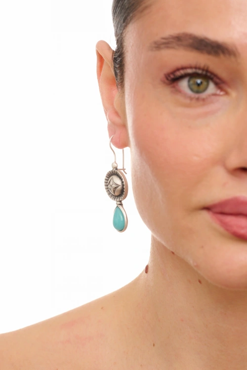 Kiraz Turquoise Stoned Silver Plated Earring