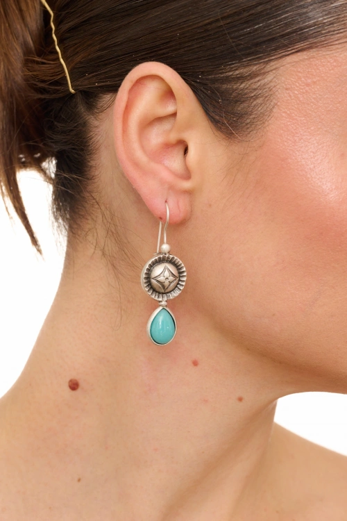Kiraz Turquoise Stoned Silver Plated Earring
