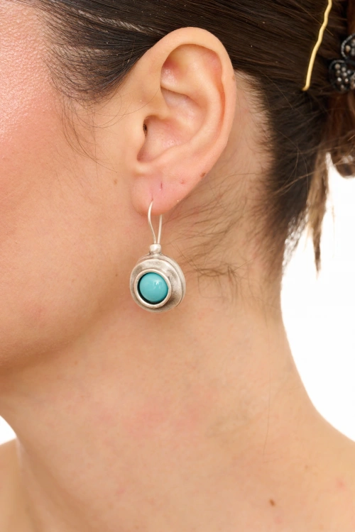 Kiraz Turquoise Stoned Silver Plated Earring