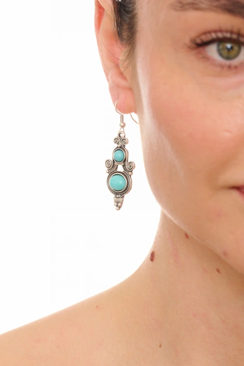 Kiraz Turquoise Stoned Silver Plated Earring