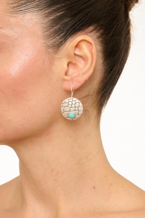 Kiraz Turquoise Stoned Silver Plated Earring