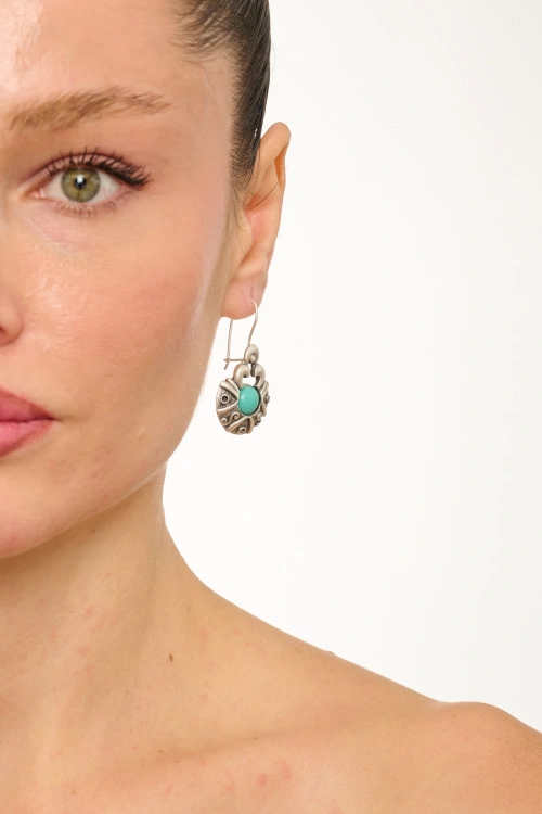 Kiraz Turquoise Stoned Silver Plated Earring