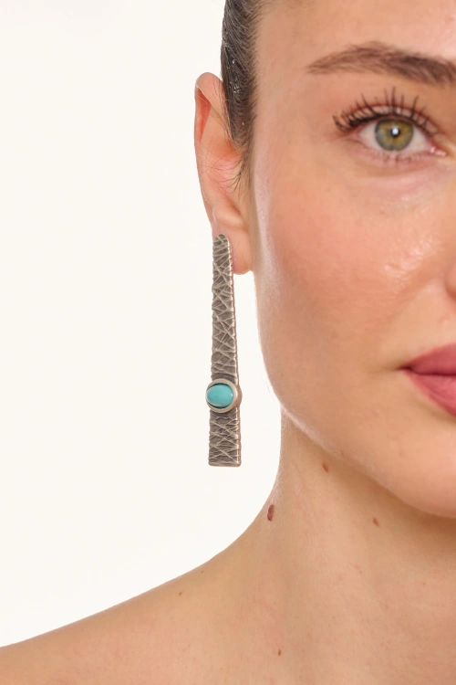 Kiraz Turquoise Stoned Silver Plated Earring