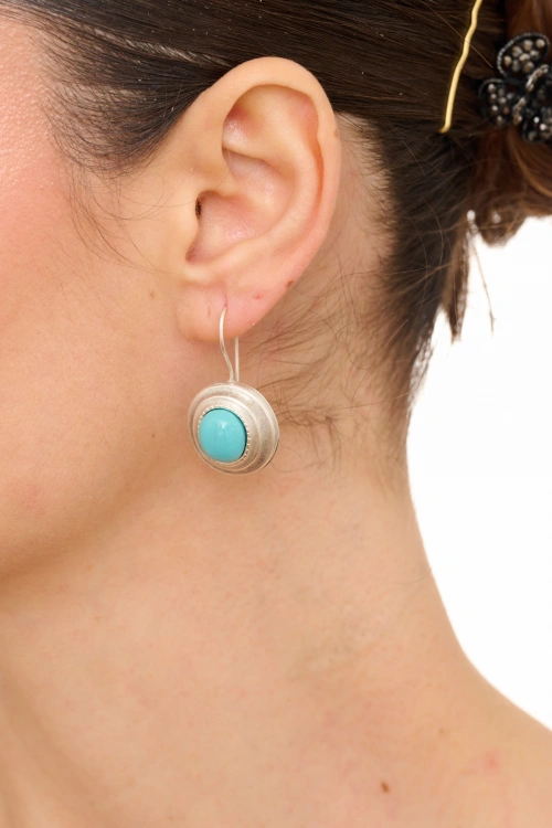 Kiraz Turquoise Stoned Silver Plated Earring